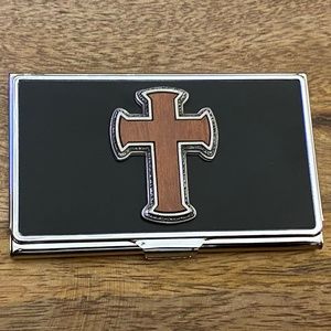 Wooden Cross Business Card Case